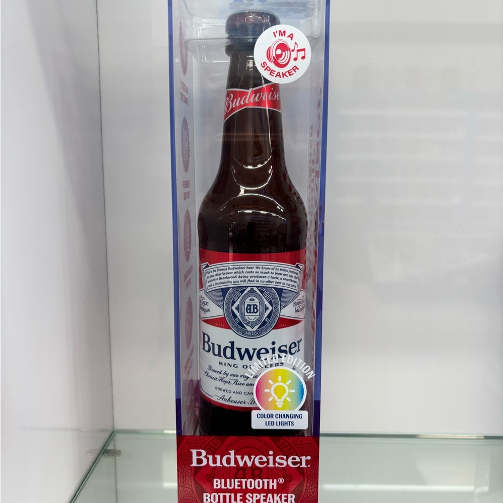 Budweiser Bottle Speaker in Red, White & Brown